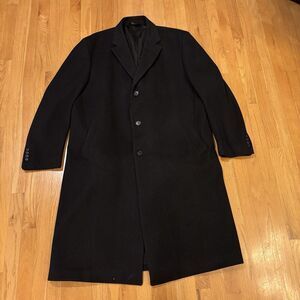 Jos A Bank Winter Pea Coat Mens Size 46L Black Formal Wool Jacket